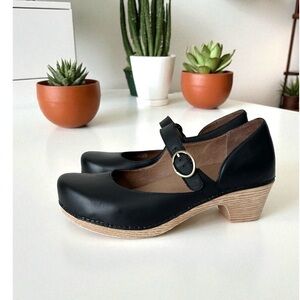 Dansko Missy Mary Jane leather clog shoes black 41 US 10.5-11